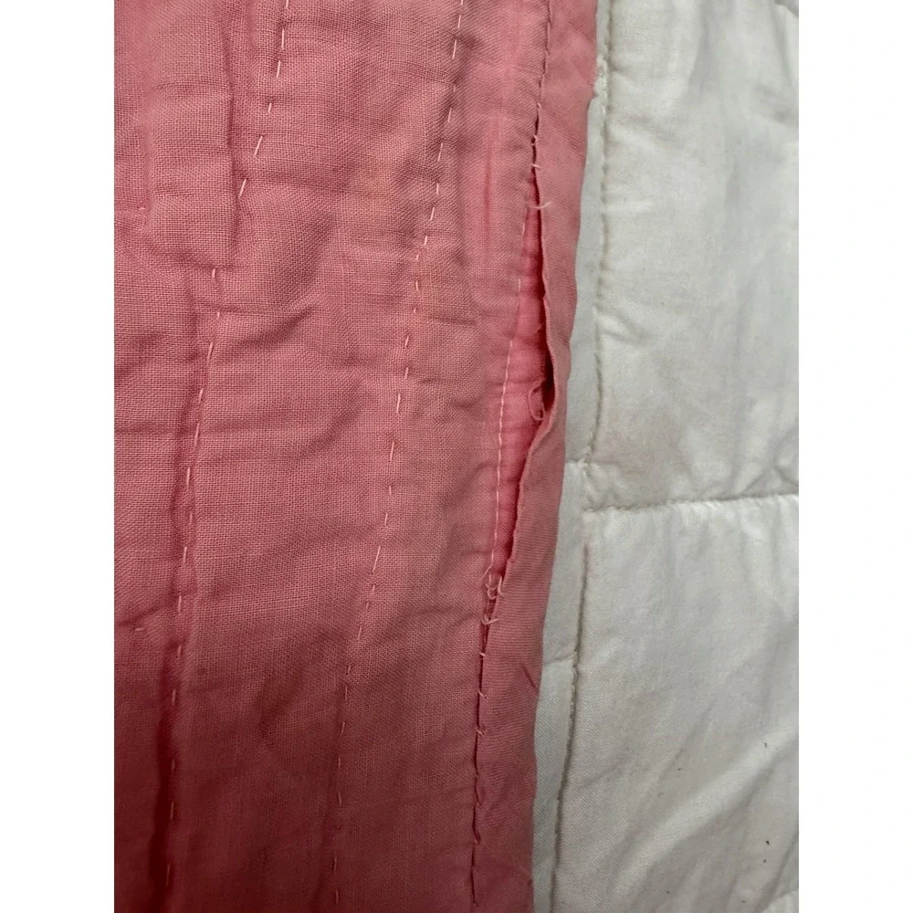 Vintage Hand Quilted Pinwheel Star Quilt 78x90 Handmade Feedsack c.1940s